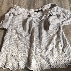 Off the shoulder striped shirt